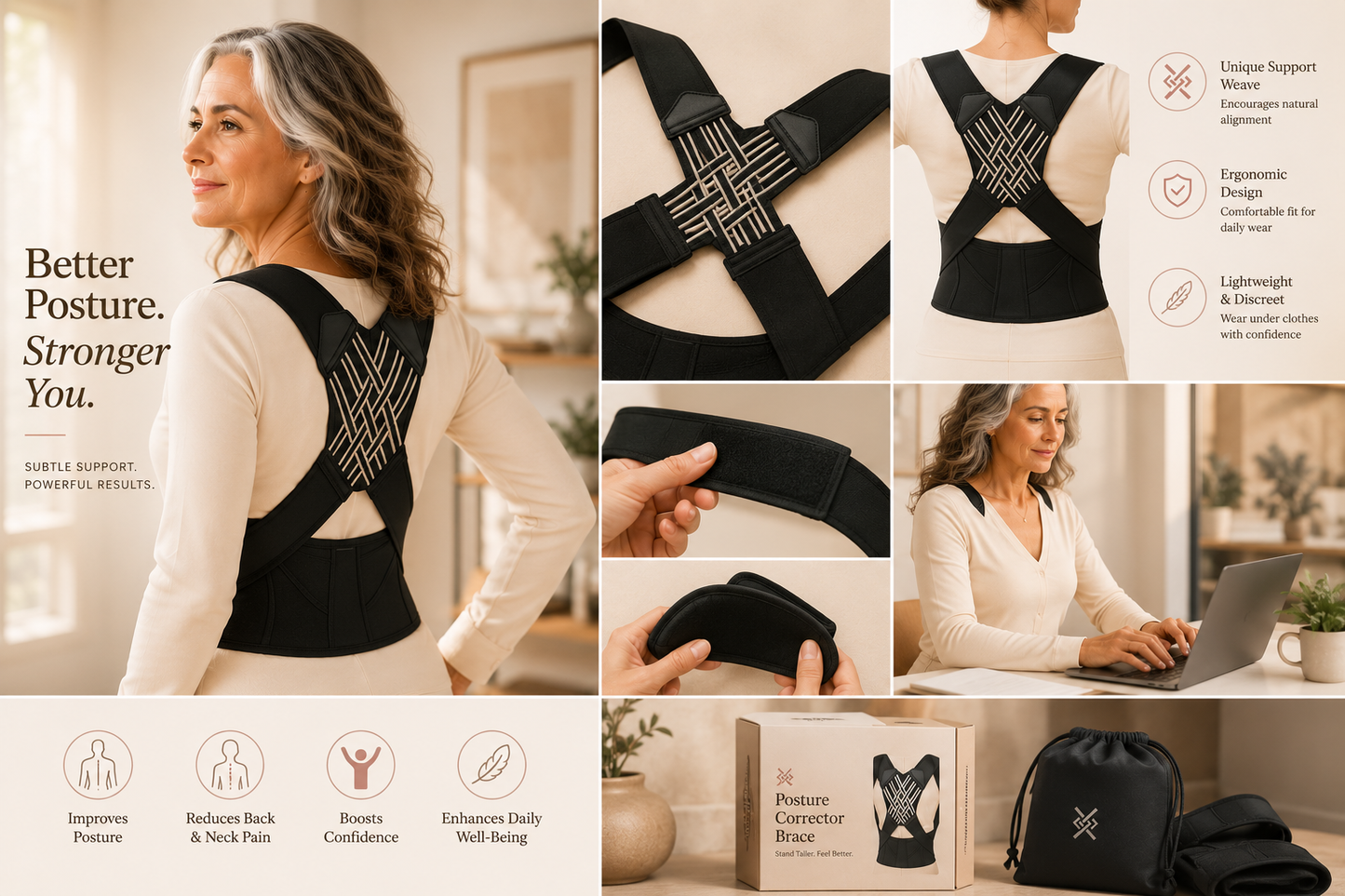 PILLAR Posture Corrector - Adjustable Back & Shoulder Support